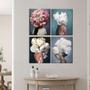 Imagem de Kit 4 Quadros Decorativos Mulher Com Flores