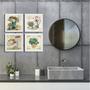Imagem de Kit 4 Quadros Decorativos para Banheiro e Lavabo com Imagem e Vidro - 23x23cm