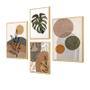 Imagem de Kit 4 Quadros Decorativos para Cozinha com Moldura Caixa Plantas Formas Coloridas - Hugart