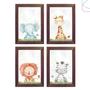 Imagem de Kit 4 Quadros Decorativos Safari Aquarela Baby moldura vidro