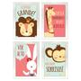 Imagem de Kit 4 Quadros Infantil Leão Animais Bichos Frases 20x30cm