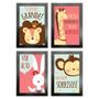 Imagem de Kit 4 Quadros Infantil Leão Animais Bichos Frases 20x30cm