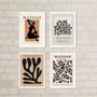 Imagem de Kit 4 Quadros Matisse Bege e Preto Abstrato 33x24cm - com vidro