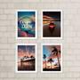 Imagem de Kit 4 Quadros Praia Por Do Sol CarpeDiem 24x18cm - com vidro
