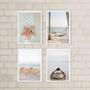 Imagem de Kit 4 Quadros Praia Soft - Branco E Bege 45X34Cm - Com Vidro