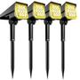 Imagem de Kit 4 Refletor Ecoforce Solar 6 Leds Ambar Amarelo 10x Mais Forte Spot Jardim 18750 Á Prova De Água Luminária Sem Fio Liga Automaticamente