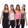 Imagem de Kit 4 Regatas de Alcinha Canelada Feminina Lisa Blusa Blusinha Básica Treino Academia