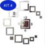 Imagem de Kit 4 Relógio Parede Espelho Acrílico Quadrados Sala Quarto