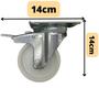 Imagem de Kit 4 Roda Rodízio Giratório Com Base 4" Carga Max 90kg + Freio 