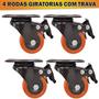 Imagem de Kit 4 Rodinhas Rodízios Rodas Reforçada Com Trava 50mm 400kg