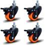 Imagem de Kit 4 Rodízio Linha Black Parafuso 3/8" 50mm Com 200kg Laranja - Colson
