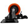 Imagem de Kit 4 Rodízio PVC Laranja 2" 50mm Giratório com Freio - A09120-GF - Ajax