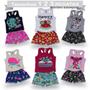 Imagem de Kit 4 Roupa Infantil Meninas Atacado 2 Blusinha Regatas + 2 Shorts em Moletinho