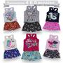 Imagem de Kit 4 Roupa Infantil Meninas Atacado 2 Blusinha Regatas + 2 Shorts em Moletinho