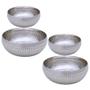 Imagem de Kit 4 Saladeiras Tigela Bowl Inox Martelado 18 E 25Cm