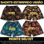 Imagem de Kit 4 Shorts Estampado Floral Masculino Tactel Verão Ref 370