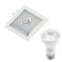 Imagem de Kit 4 Spot Embutir Par20 Quadrado Recuado Branco + Lâmpada Led 4,8w 6500k
