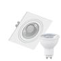 Imagem de Kit 4 Spot Embutir Quadrado Face Plana Dicroica Mr16 Branco + Lâmpada Dicroica 4,8w 2700k