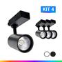 Imagem de Kit 4 Spot Trilho Eletrico LED Preto 30W Branco Frio 6500K Branco Quente 3000K