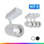 Imagem de Kit 4 Spot Trilho Eletrico LED Preto 30W Branco Frio 6500K Branco Quente 3000K