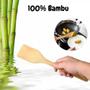 Imagem de Kit 4 talheres de bambu com suporte para cozinha moderna