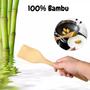 Imagem de Kit 4 talheres de bambu com suporte para cozinha útil