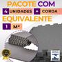 Imagem de Kit 4 Tatame EVA Preto Academia 50x50x1 Borracha Premium + Corda De Pular