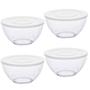 Imagem de Kit 4 Tigela Bowl 1,8 Lts Transparente  20x10 Cm Com Tampa