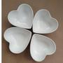 Imagem de kit 4 Tigela Bowl Petisqueira de Coração em Porcelana Branca 8,5 cm Pequenas - mesa posta 