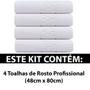 Imagem de Kit 4 Toalhas Rosto Profissional para Salão de Beleza SPA Hotel Academia 48x80cm Teka - Emcompre