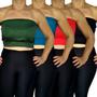 Imagem de Kit 4 Tops Femininos Faixa sem alça Elástico Barra Cores Sortidas Viscolycra Pp ao Plus Size