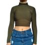 Imagem de Kit 4 Tops Femininos Manga Longa Gola Alta Justos Lisos Cores Sortidas Malha Crepe Pp ao Plus Size