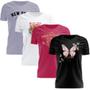 Imagem de Kit 4 Tshirt Blusa Estampada Feminina Manga Curta Camiseta Camisa