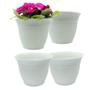 Imagem de Kit 4 Vasinhos Violeta e Kalanchoe Decoração Cachepô Redondo 9cm - Vaso de Planta Cor Off White