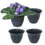 Imagem de Kit 4 Vasinhos Violeta e Kalanchoe Decoração Cachepô Redondo 9cm - Vaso de Planta Cor Preto