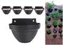 Imagem de Kit 4 Vaso Parede Meia Lua Rattan Preto Jardinagem 3 Litros