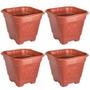 Imagem de Kit 4 Vasos De Plantas Quadrado Grande Terracota Arqplast