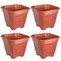 Imagem de Kit 4 Vasos De Plantas Quadrado Grande Terracota Arqplast