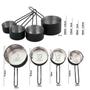 Imagem de Kit 4 Xícaras Preto Fosco Inox Medidor 60ml 80ml 125ml 250ml