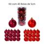 Imagem de Kit 40 Bolas De Natal 5cm Vermelha e Vinho Decoração Árvore