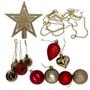 Imagem de Kit 40 Enfeites de Natal Bolas Estrela Dourado e Vermelho Completo bolinhas para arvore de natal