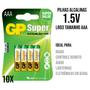 Imagem de Kit 40 Pilhas Palito Aaa Gp Super 1.5v Alcalina - 10 Cartelas Com 4