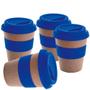 Imagem de Kit 4x Copo Fibra de Bambu 390ml Fiber TopGet Azul