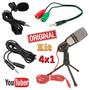 Imagem de Kit 4x1 Microfone Lapela + Microfone Mesa Condensador Profissional Pc Celular Universal Youtuber Vídeo + Extensão