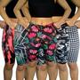 Imagem de Kit 5 Bermudas Femininas Justas Elástico Estampas Sortidas Suplex PP ao Plus Size