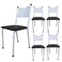 Imagem de Kit 5 Cadeira para Cozinha MC Estrutura Branca com Assento Preto