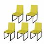Imagem de Kit 5 Cadeira Para Sala de Jantar Trendy Base Metálica Preto material sintético Amarelo - Móveis Mafer