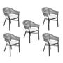 Imagem de Kit 5 Cadeiras Área Externa de Alumínio Bear com Corda Naútica Preto/Grafite G56 - Gran Belo