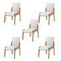 Imagem de Kit 5 Cadeiras Decorativa Sala de Jantar Madeira Maciça Pedri Linho Off White/Imbuia G42 - Gran Belo