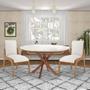 Imagem de Kit 5 Cadeiras Decorativa Sala de Jantar Madeira Maciça Pedri Linho Off White/Imbuia G42 - Gran Belo